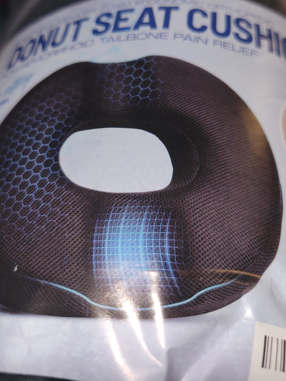 Donut Seat Cushion - Black with Blue Accent